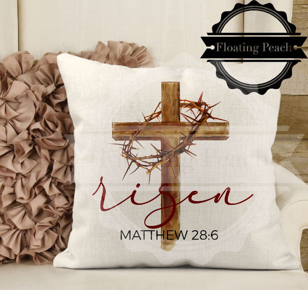 Pillow Sham - Matthew 28:6 Cross
