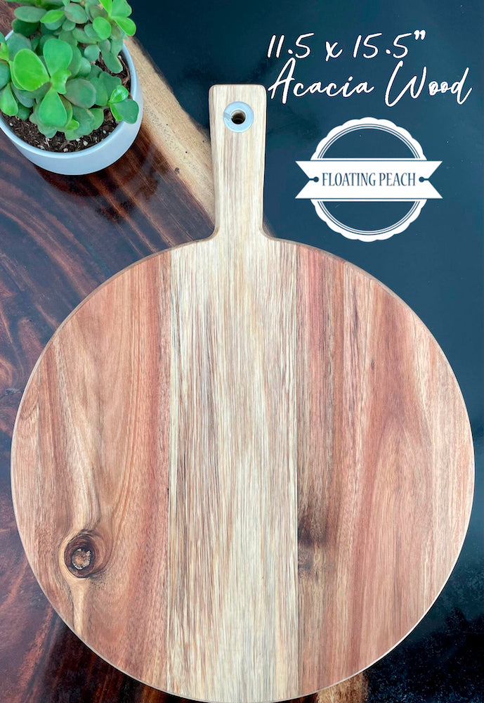 11 x15” Round Acacia Board with Handle