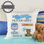Baby Stat Pillow Bear Blue | Floating Peach Gifts