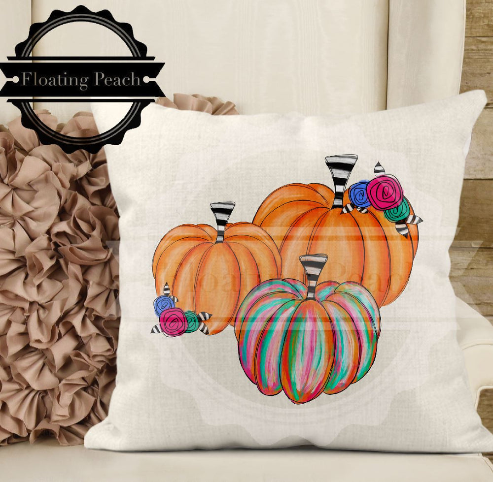
            
                Load image into Gallery viewer, Colorful Trio Pumpkins Pillow Sham
            
        
