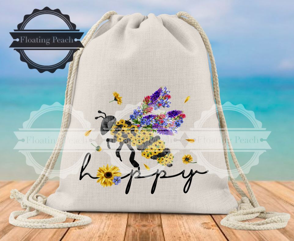 
            
                Load image into Gallery viewer, Drawstring Bee Happy | Floating Peach Gifts
            
        